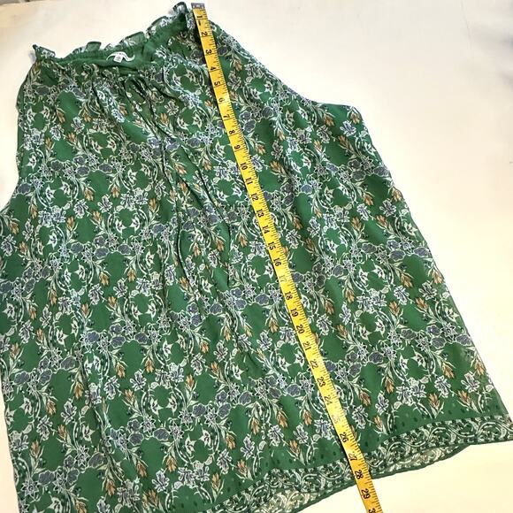 Max Studio Green Floral Top Womens Size 1X Ruffled Keyhole Career Casual Top - Picture 9 of 9